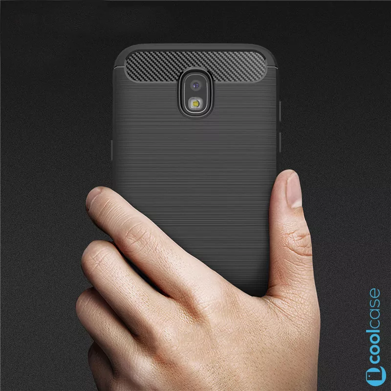 Silikonové pouzdro Coolcase Carbon na mobil Samsung Galaxy J3 (2017) Černé