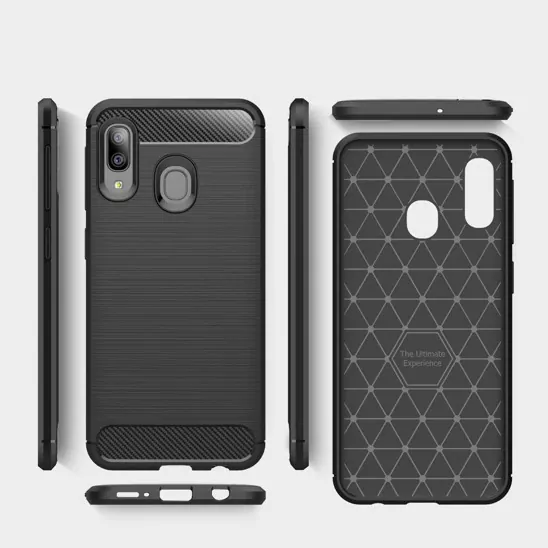 Silikonové pouzdro Coolcase Carbon na mobil Samsung Galaxy A20e Černé