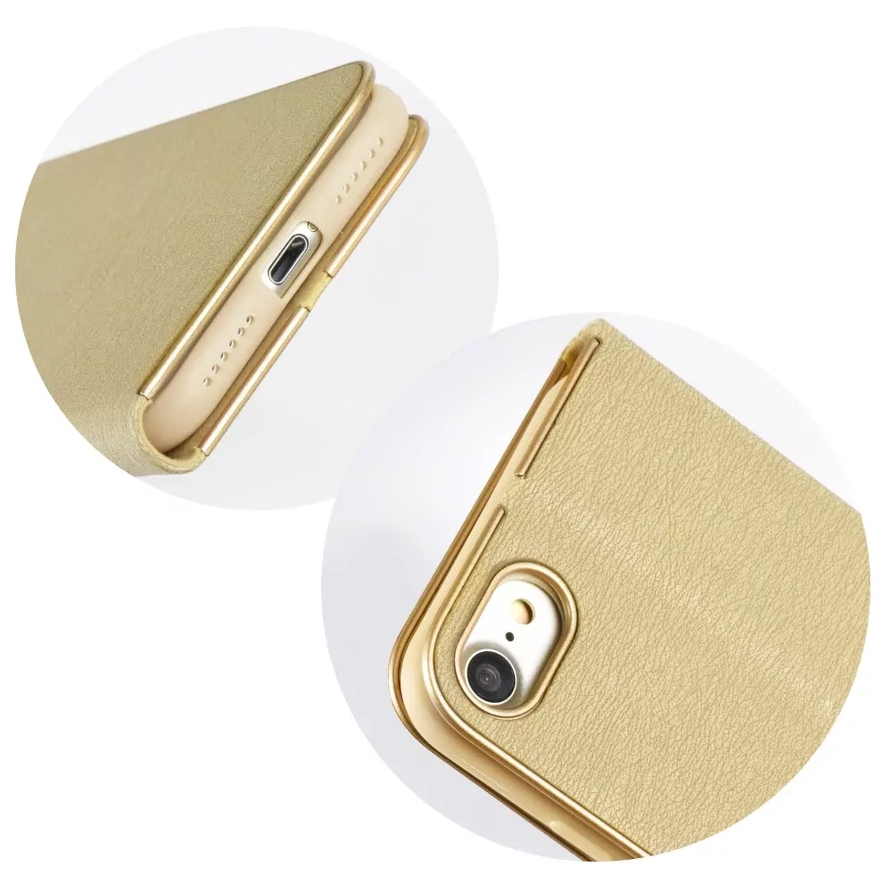 Luxusní flip pouzdro Coolcase Luna na mobil Samsung Galaxy A22 LTE Zlatavé