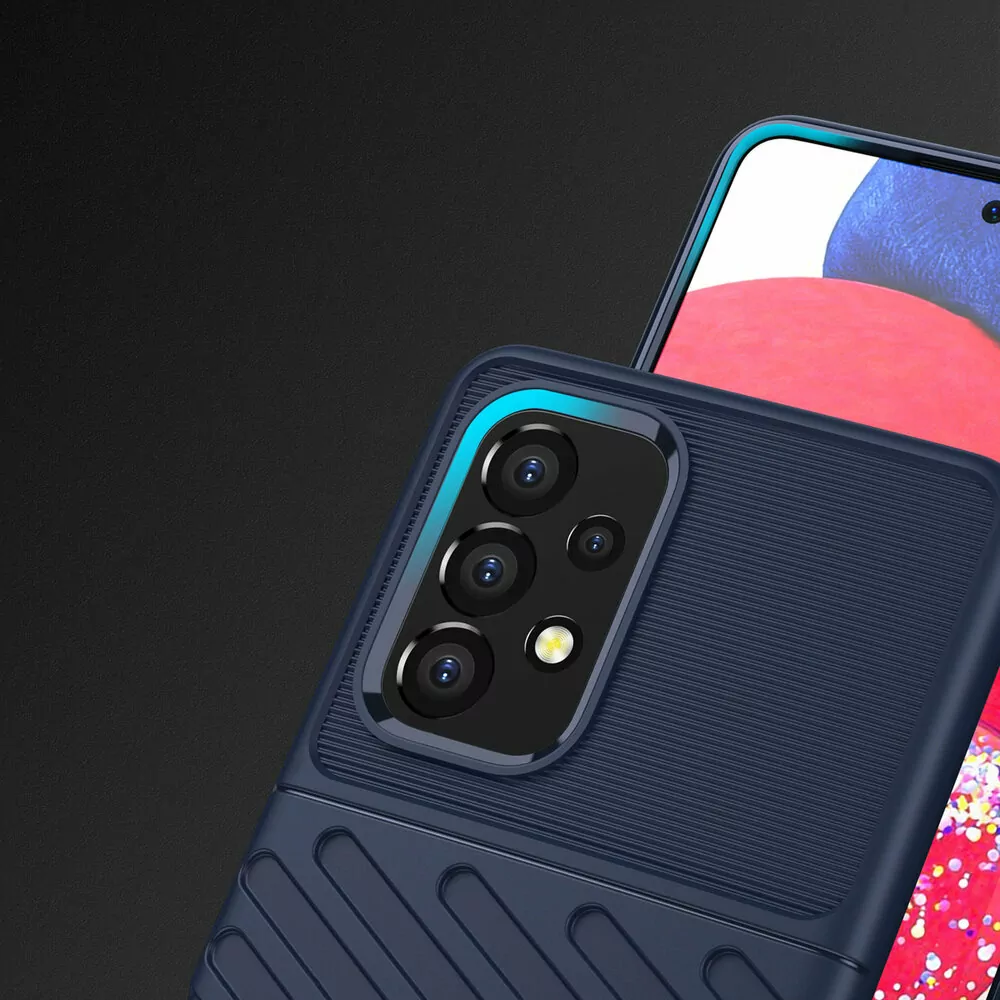 Odolnější gumové pouzdro Armored Thunder na mobil Samsung Galaxy A53 5G Modré