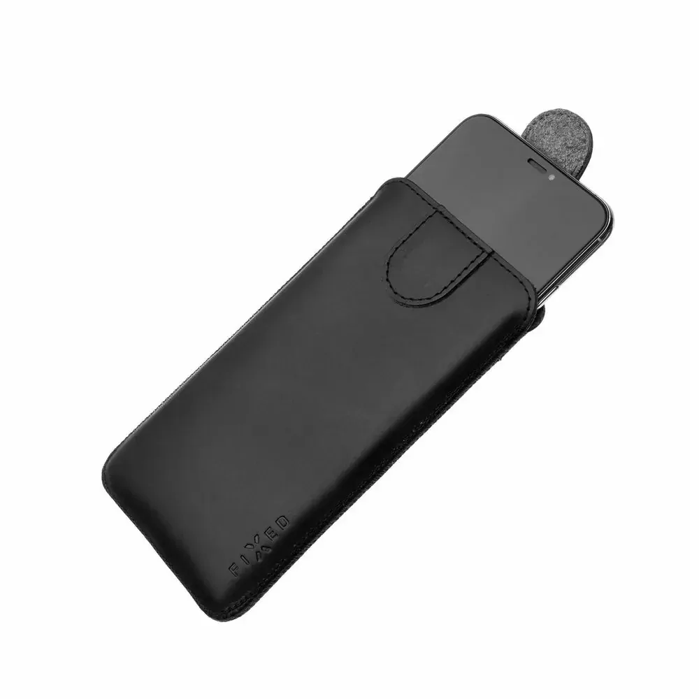 Kožené pouzdro na mobil FIXED Posh 6XL+ černé