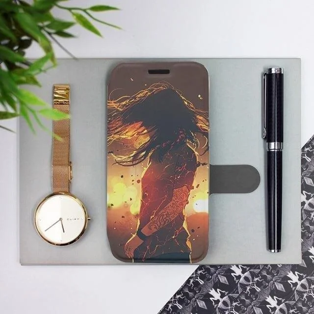 Flipové pouzdro Mobiwear na mobil Xiaomi Redmi Note 8T - MA02S Tetovaná dívka - VÝPRODEJ