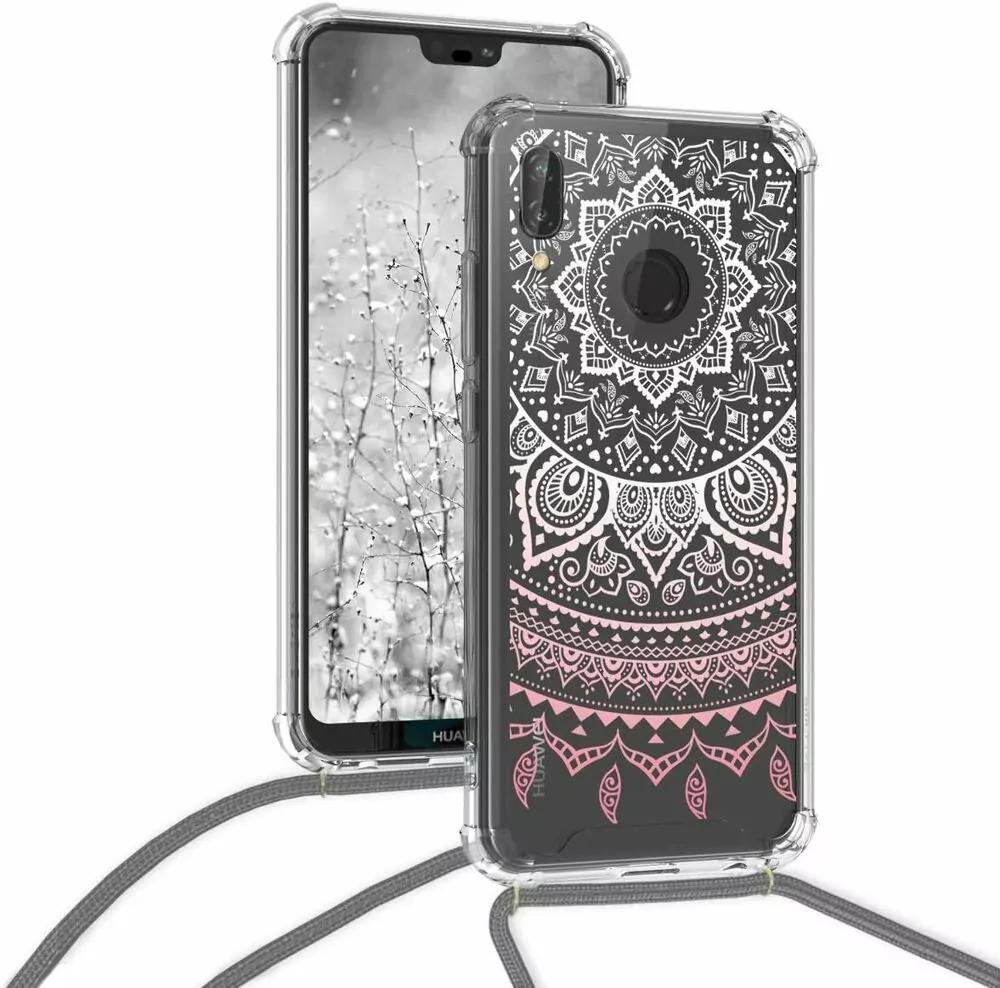 Pevné silikonové pouzdro kwmobile Crossbody na mobil Huawei P20 Lite s popruhem - indian sun