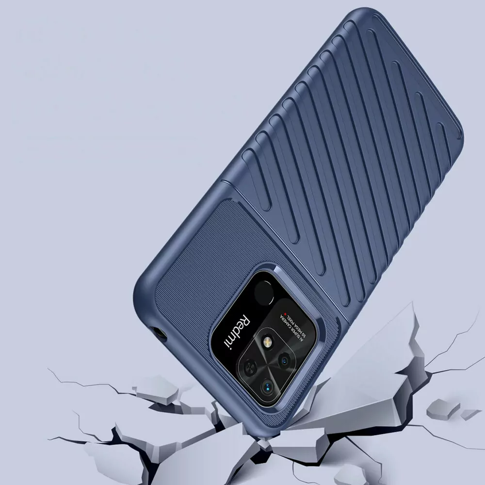 Odolnější gumové pouzdro Armored Thunder na mobil Xiaomi Redmi 10C Modré