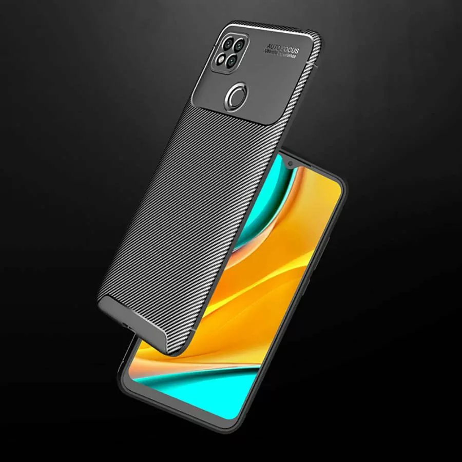 Silikonové pouzdro Premium Coolcase Carbon na mobil Xiaomi Redmi 9C Černé