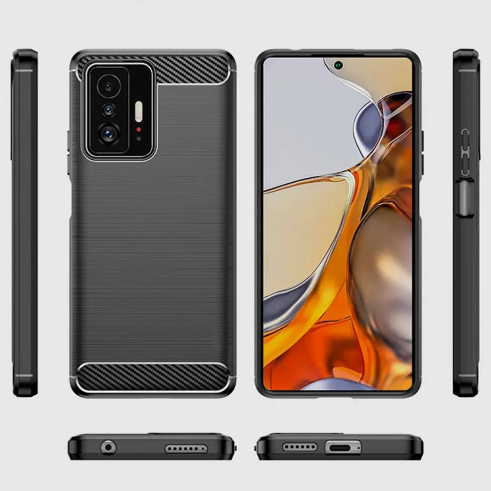 Silikonové pouzdro Coolcase Carbon na mobil Xiaomi 11T / 11T Pro Černé