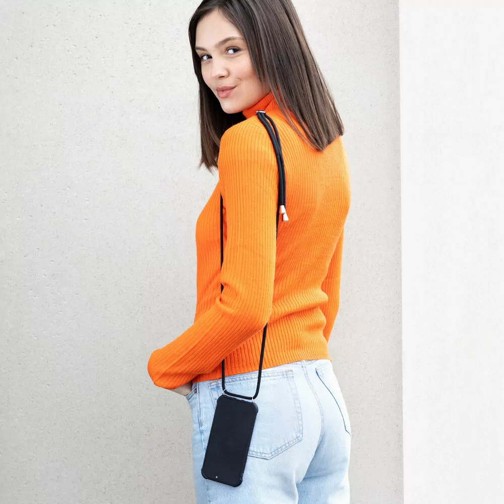 Pevné silikonové pouzdro kwmobile Crossbody na mobil Samsung Galaxy A40 Indian sun - čiré s popruhem