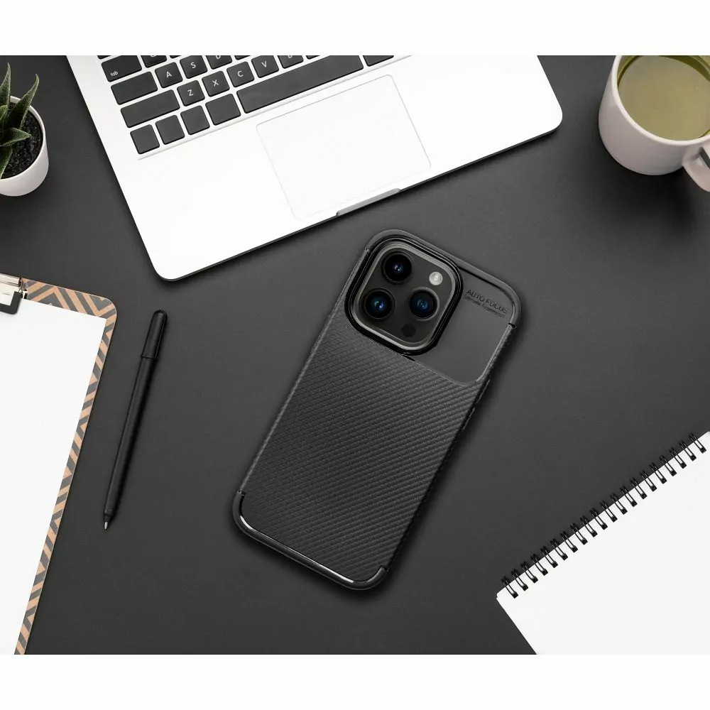 Silikonové pouzdro Premium Coolcase Carbon na mobil Apple iPhone 15 Pro Černé
