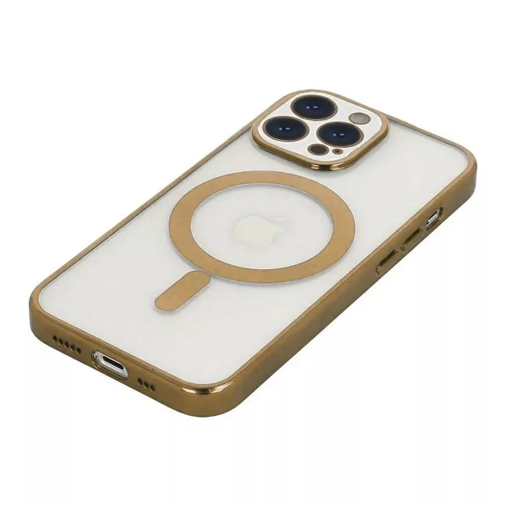 Silikonové pouzdro Nexeri na mobil Apple iPhone 14 Pro s podporou MagSafe a ochranou čoček fotoaparátu - zlatavé