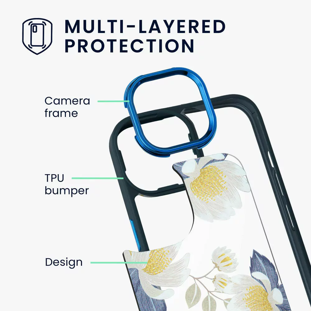Pouzdro KWmobile Crystal Hard Case na mobil Apple iPhone 14 Pro Max - kytičky - VÝPRODEJ