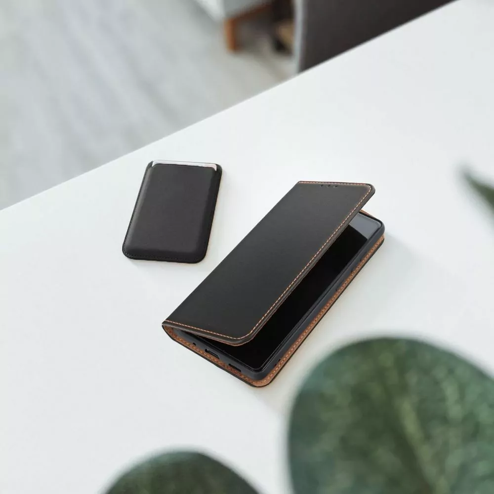 Elegantní kožené flip pouzdro Forcell Leather - Apple iPhone 16 Pro - černé