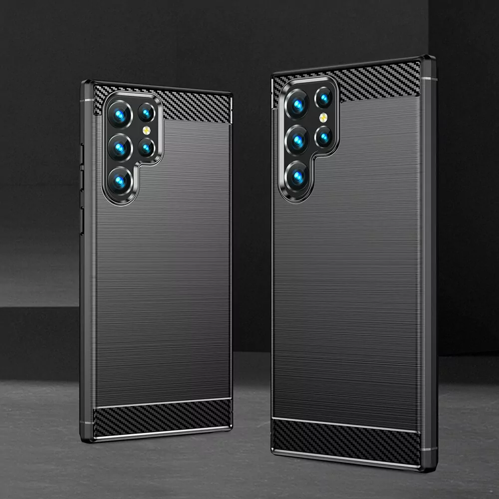Silikonové pouzdro Coolcase Carbon na mobil Samsung Galaxy S24 Ultra Černé