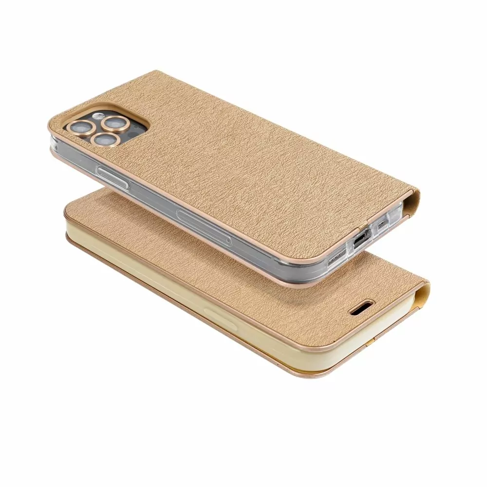 Luxusní flip pouzdro Coolcase Luna na mobil Samsung Galaxy A55 5G Zlatavé