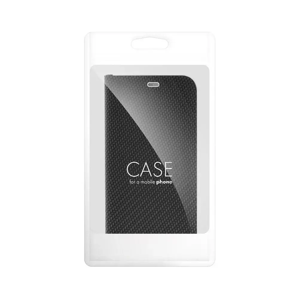 Luxusní flip pouzdro Luna Coolcase Carbon na mobil Samsung Galaxy A35 5G Černé