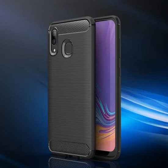 Silikonové pouzdro Coolcase Carbon Brushed na mobil Samsung Galaxy A40 Černé