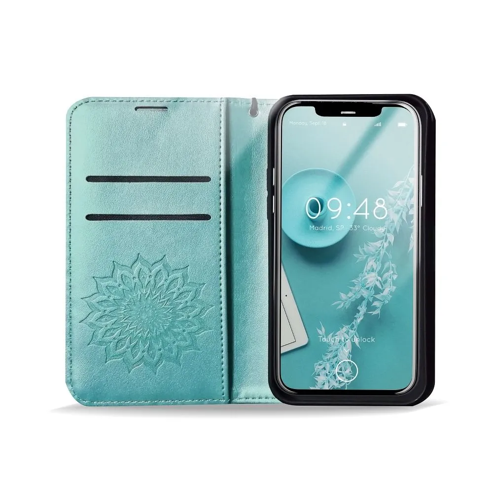 Flipové pouzdro Coolcase Mezzo na mobil Samsung Galaxy A52 / A52 5G / A52s 5G Zelená mandala