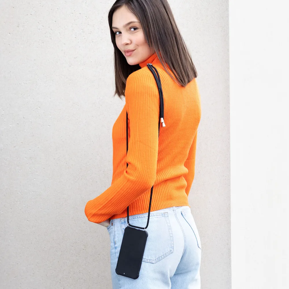 Pevné silikonové pouzdro kwmobile Crossbody na mobil Apple iPhone 13 Pro s popruhem - čiré
