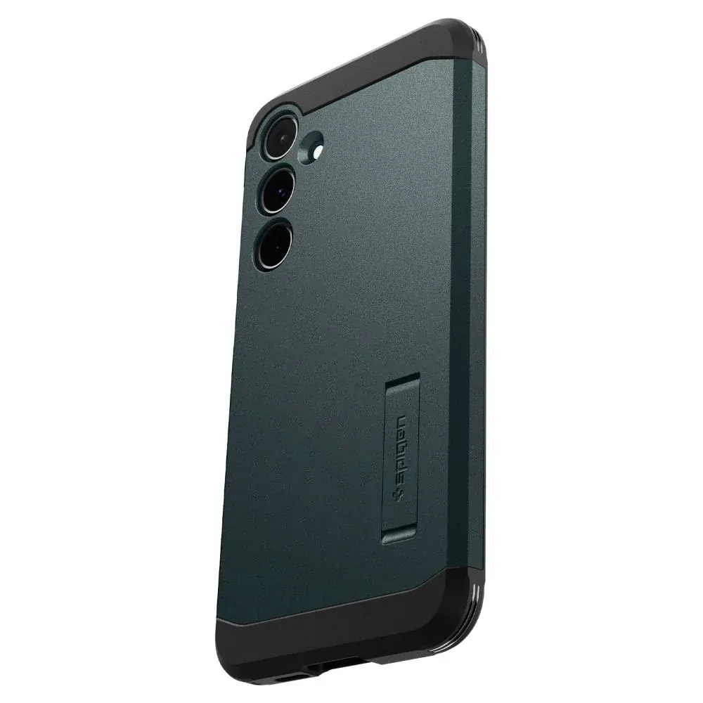 Odolné silikonové pouzdro SPIGEN Tough Armor na mobil Samsung Galaxy A35 5G - zelené se stojánkem