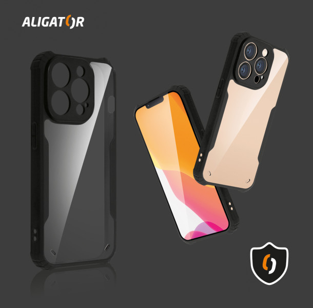 Pevné odolné pouzdro ALIGATOR BUMPERZZ - Apple iPhone 16 Plus Čiré - černé