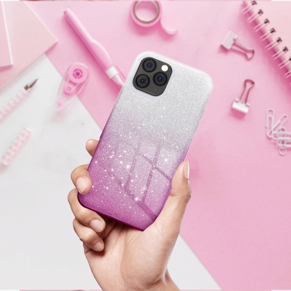 Třpytivé pouzdro Coolcase Shining na mobil Samsung Galaxy A05s Růžové - stříbrné
