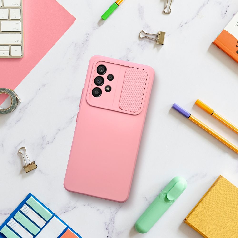 Silikonové pouzdro SLIDE Case s krytkou fotoaparátu - Samsung Galaxy A35 5G Růžové