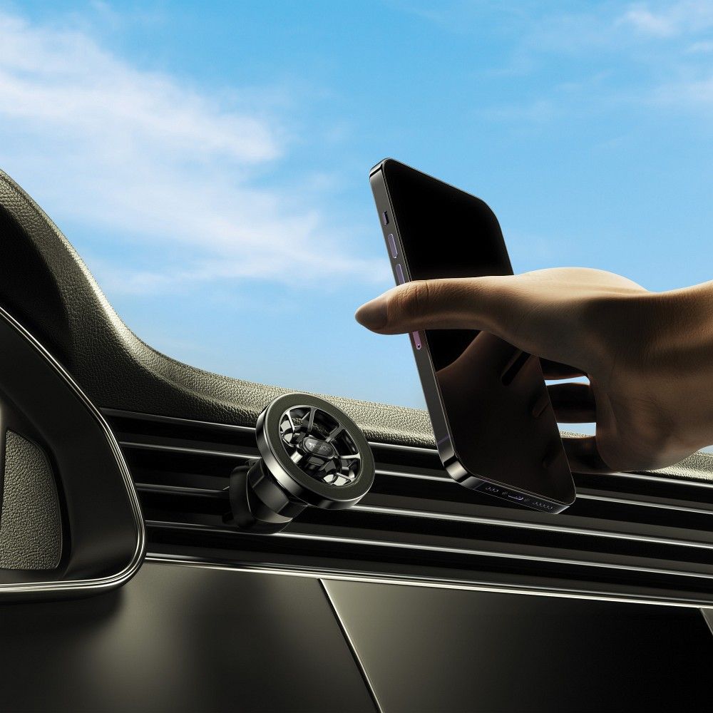 Univerzální magnetický držák FORCELL F-Grip PrecisionX na sklo / do mřížky / na palubní desku a podporou MagSafe, černý