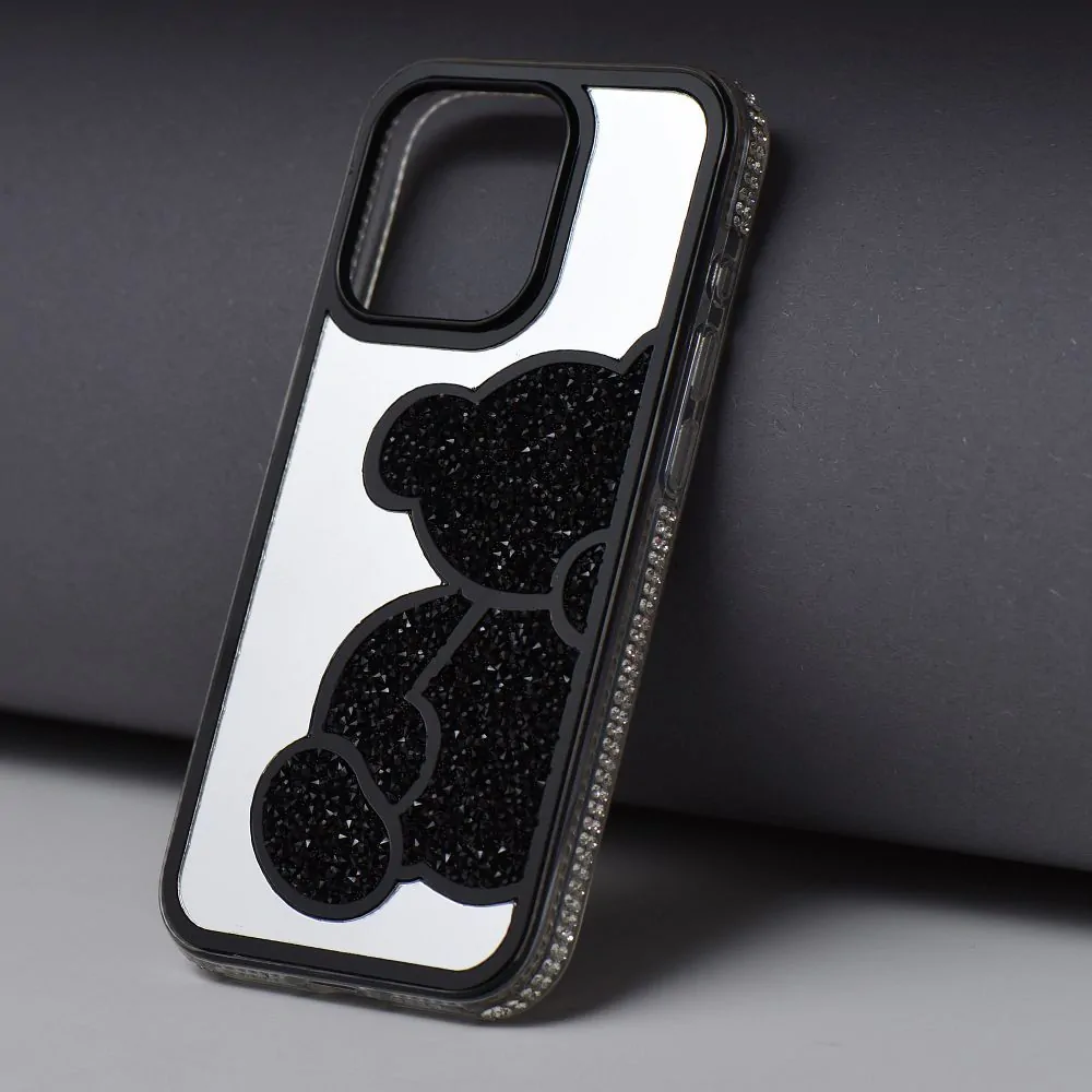 Třpytivé pouzdro Coolcase TEDDY BEAR  - Apple iPhone 7 / 8 / SE 2020 / SE 2022 černé