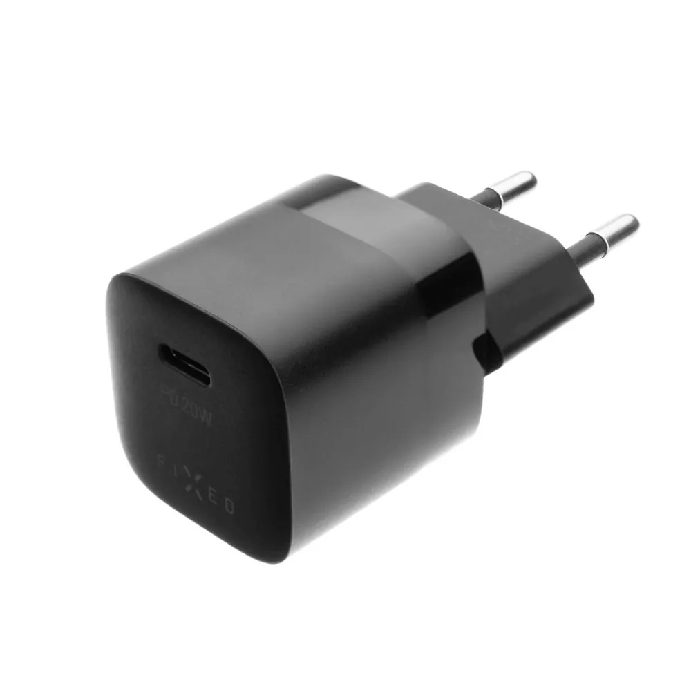 Rozpojitelná nabíječka do sítě FIXED Mini s USB-C výstupem a USB-C/Lightning kabelu, podpora PD, 1 metr, MFI, 20W, černá