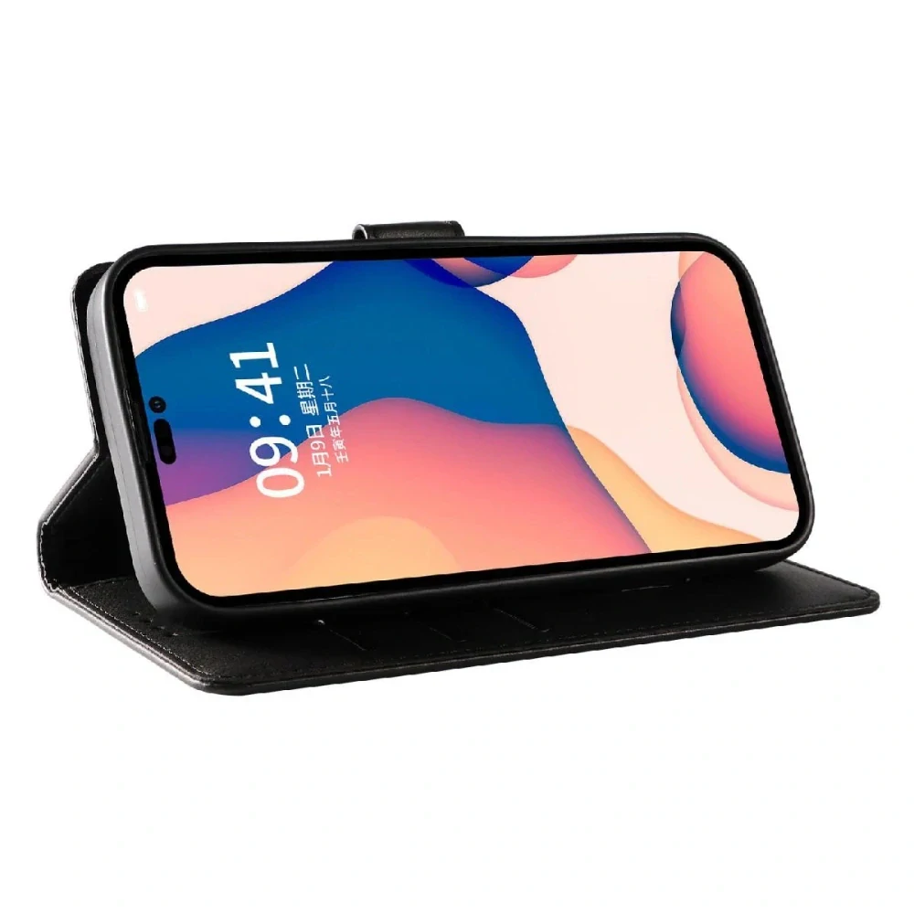 Flip knížkové pouzdro Leather Book z eko kůže - Apple iPhone 16 - černé