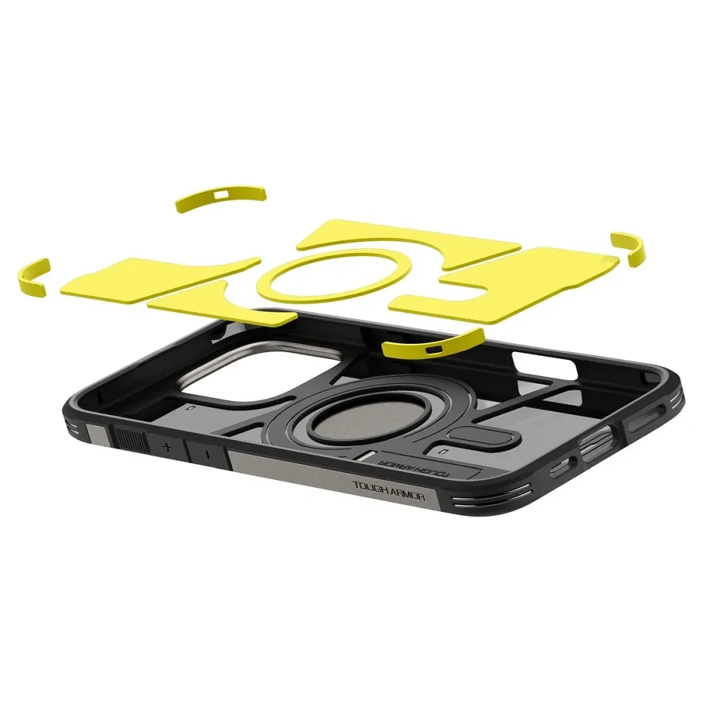 Odolné pouzdro SPIGEN Tough Armor Mag s MagSafe - Apple iPhone 16 Pro - Gunmetal se stojánkem