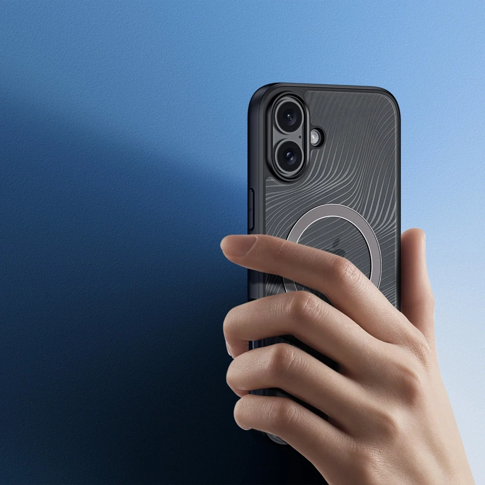 Pouzdro Dux Ducis Aimo Mag s MagSafe - Apple iPhone 16 - průhledné / černé