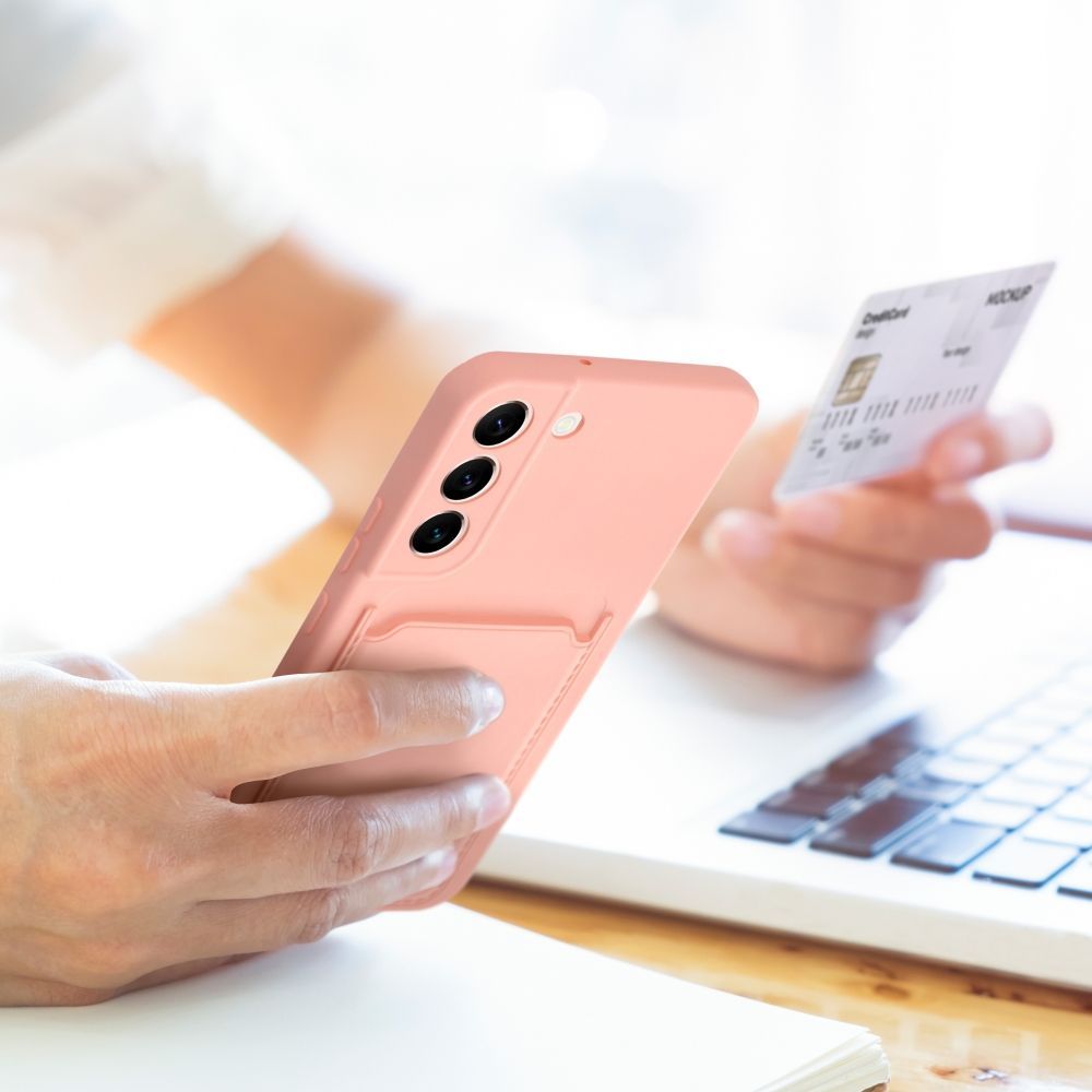 Silikonové pouzdro Card Case na mobil Samsung Galaxy S24 FE - Růžové