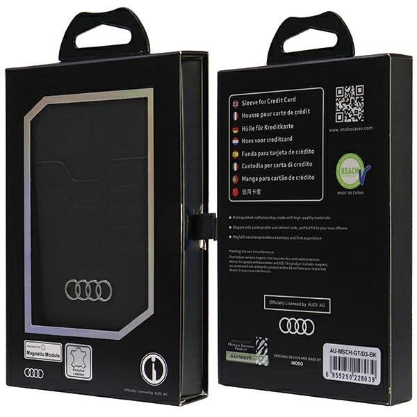 Magnetická kožená peněženka Audi MagSafe Wallet - černá