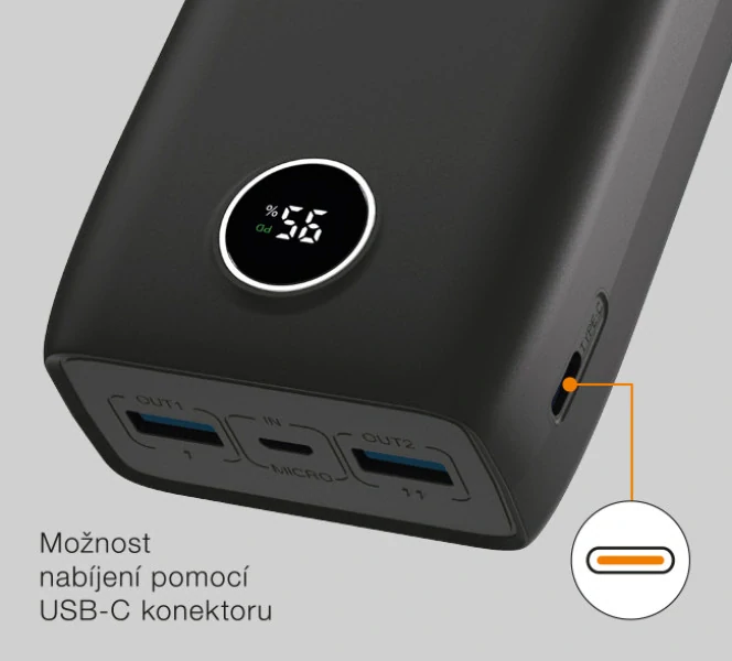 Powerbanka ALIGATOR 30 000 mAh, 20W PD, černá