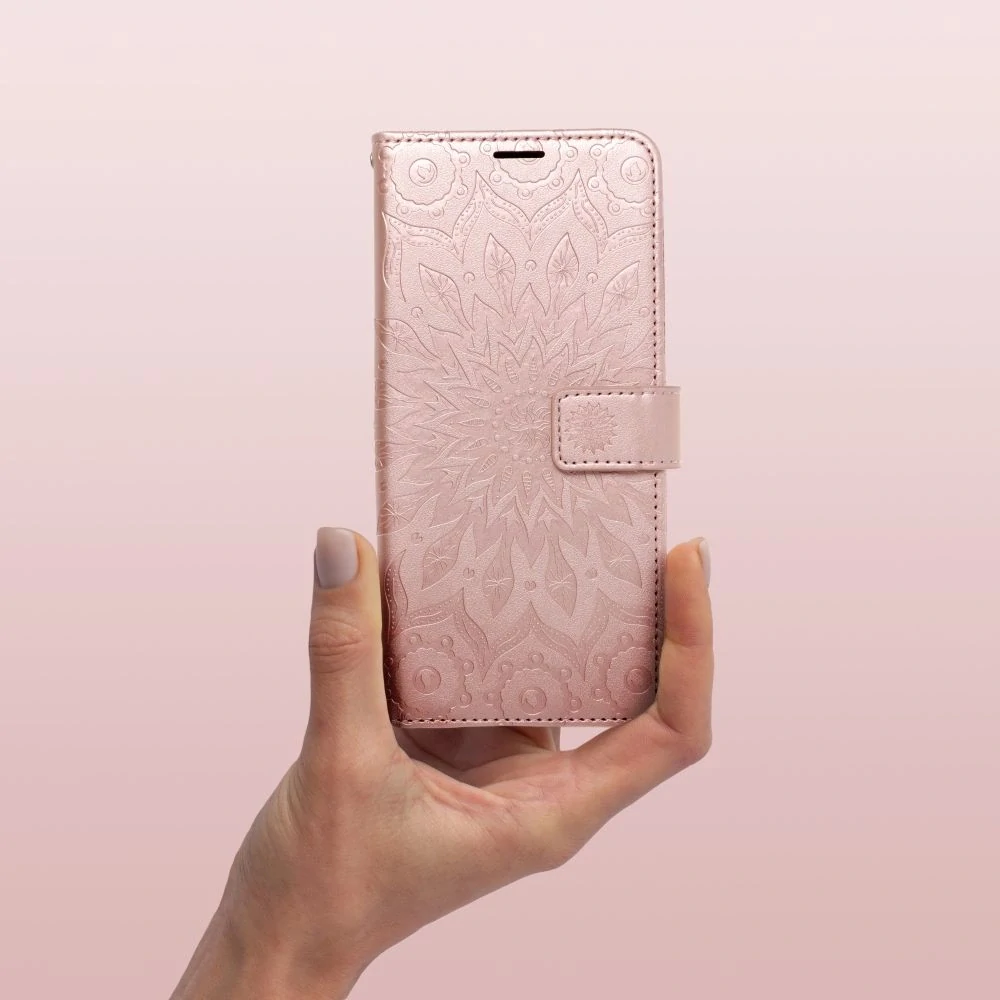 Flipové MEZZO Book pouzdro iPhone 12 Mini - mandala rose gold