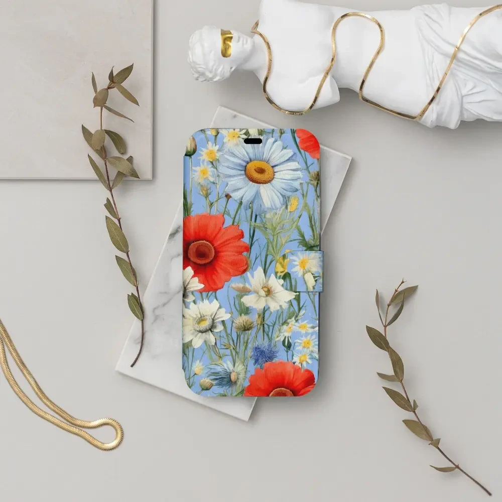 Knížkové flip pouzdro Mobiwear - Motorola Moto G85 5G -  VP44S Červené a bílé květy - VÝPRODEJ