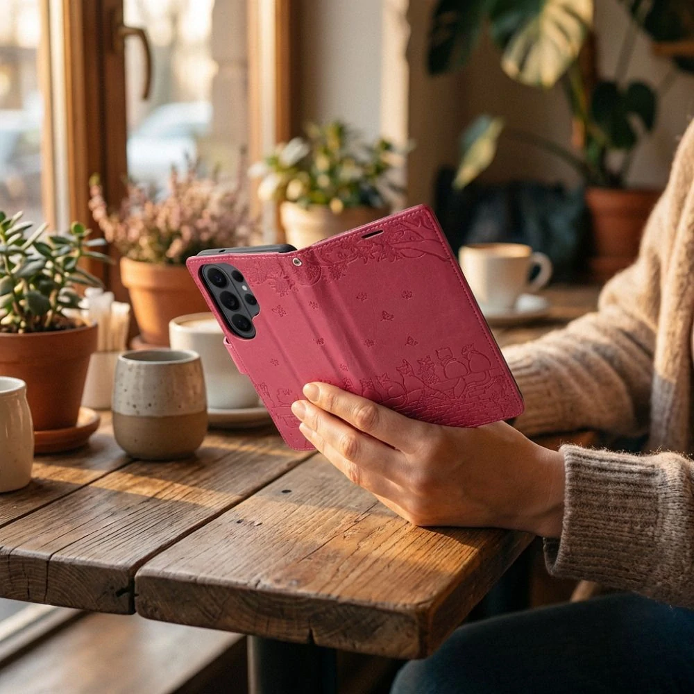 Flip pouzdro Redmi Note 15 4G Mezzo magenta kočky