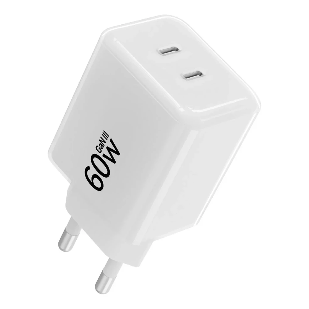 Rychlá nabíječka Forcell F-Energy GaN III 60W 2× USB-C + kabel bílá