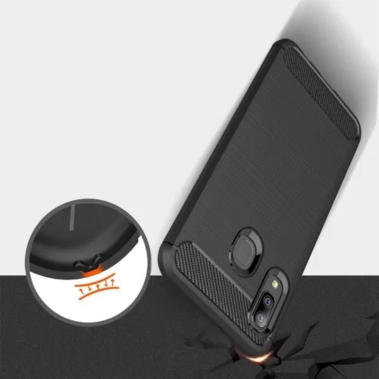 Silikonové pouzdro Coolcase Carbon na mobil Samsung Galaxy A20e Černé