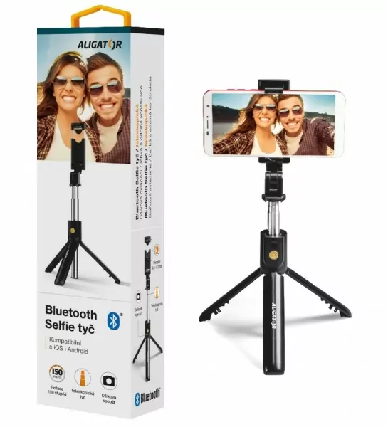 Selfie tyč s Bluetooth Tripod ALIGATOR HA12 černá