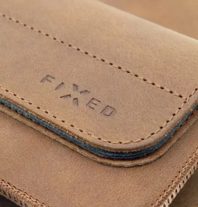 Horizontální kožené univerzální pouzdro na opasek FIXED Posh, pravá kůže, vel. 6XL, hnědé
