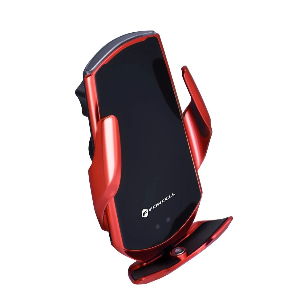 Držák do auta Forcell HS1 s Qi nabíjením 15W - červený