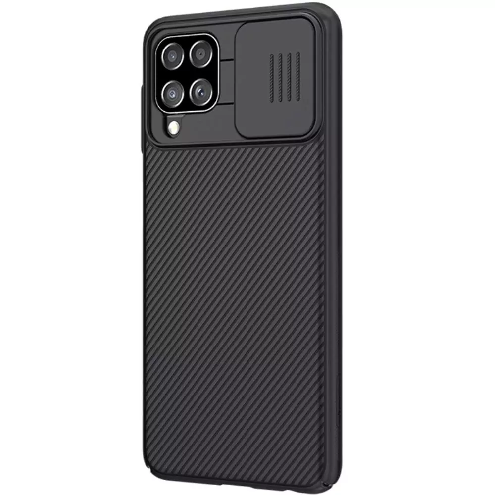 Silikonové pouzdro Nillkin CamShield na mobil Samsung Galaxy A22 4G černé s krytkou fotoaparátu