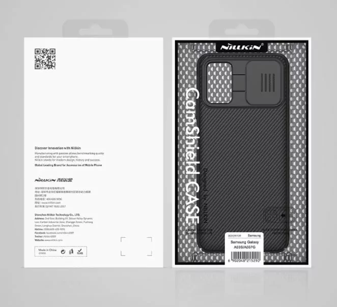 Silikonové pouzdro Nillkin CamShield na mobil Samsung Galaxy A03s černé s krytkou fotoaparátu