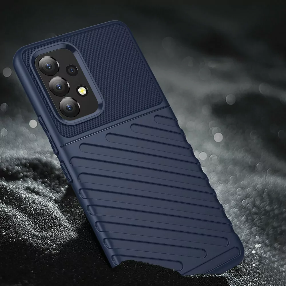 Odolnější gumové pouzdro Armored Thunder na mobil Samsung Galaxy A53 5G Modré