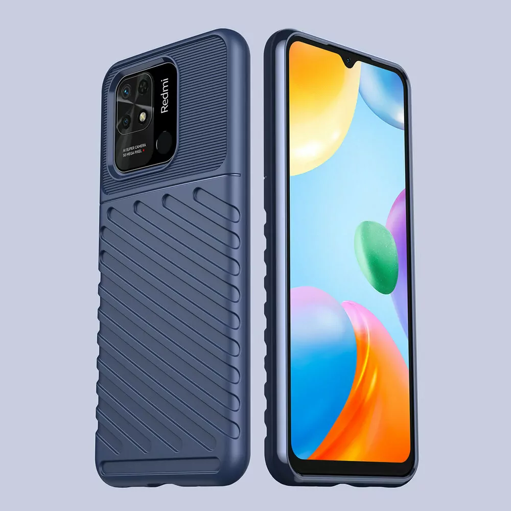 Odolnější gumové pouzdro Armored Thunder na mobil Xiaomi Redmi 10C Modré