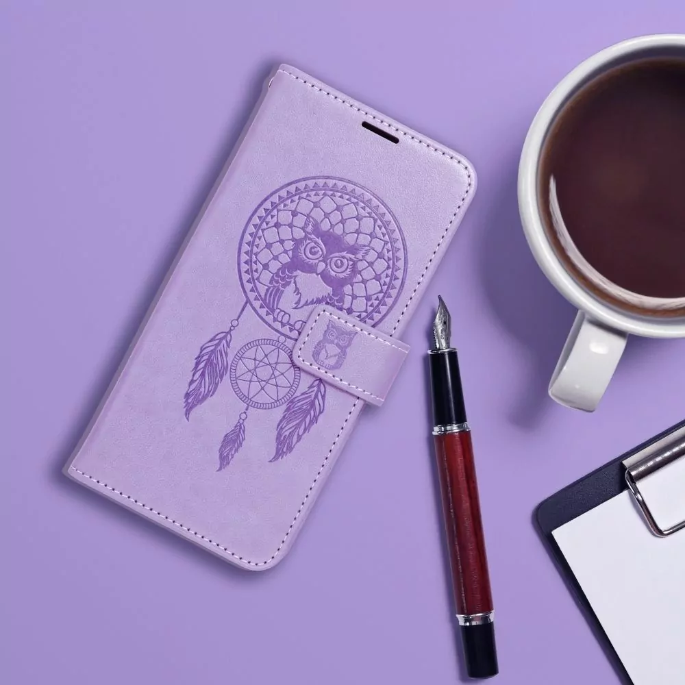 Flipové pouzdro Coolcase Mezzo Fialový lapač snů na mobil Samsung Galaxy A12 / M12