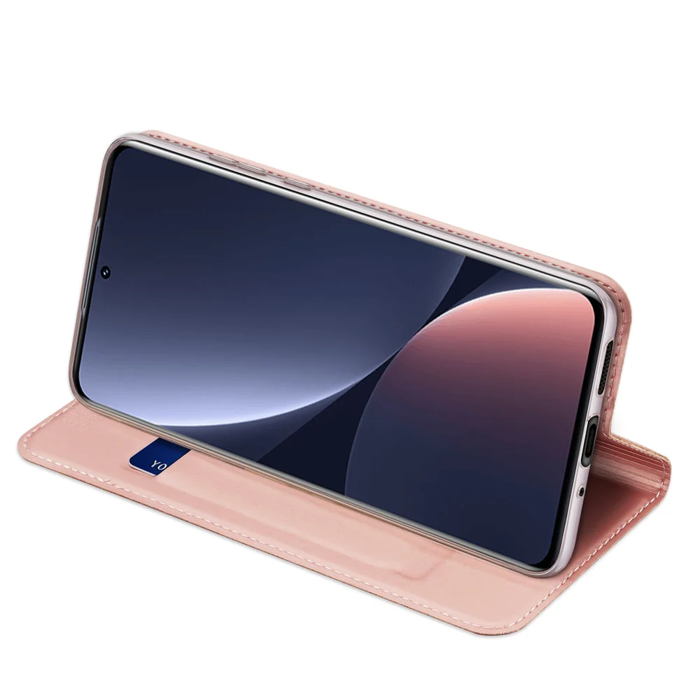 Prémiové flipové pouzdro DUX DUCIS SKIN na mobil Xiaomi 12 Pro - růžové