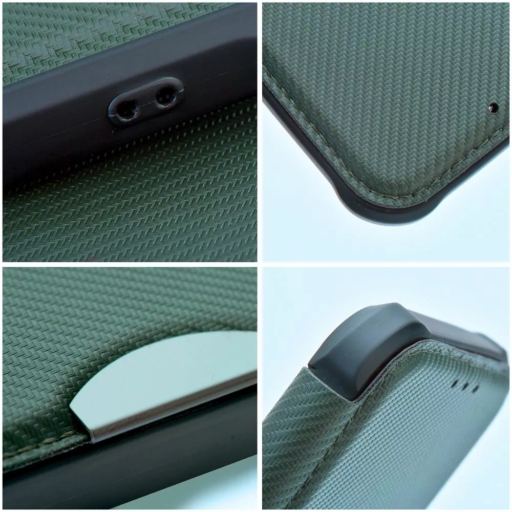 Ultimátní flip pouzdro RAZOR Coolcase Carbon na mobil Xiaomi Redmi 9A / 9AT tmavě zelené