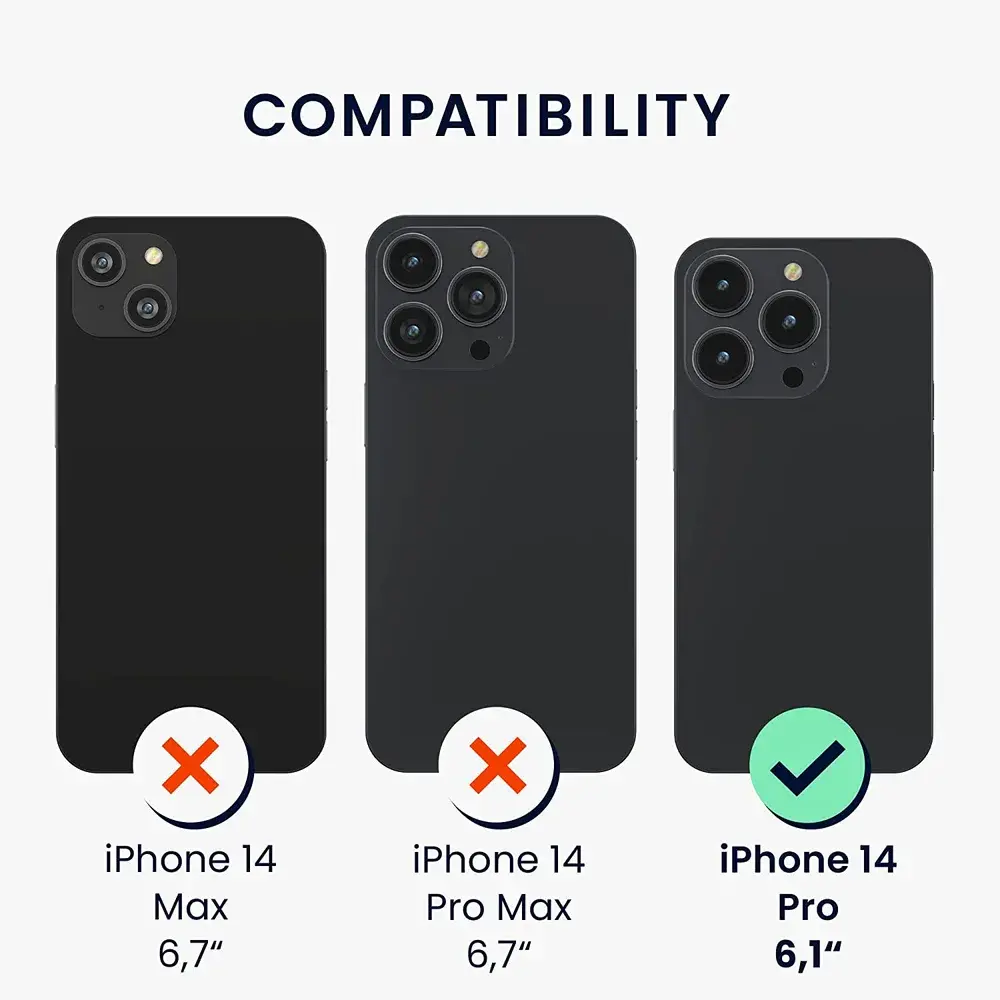 Pevné silikonové pouzdro kwmobile Crossbody na mobil Apple iPhone 14 Pro černé s popruhem přes rameno nebo na krk